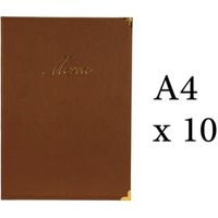 Lot 10 protège-menu Classique format A4 couleur marron - Porte menu hôtel restaurant - Securit 5 Marron