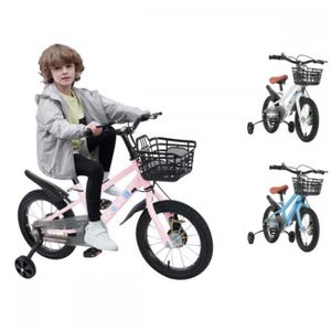 Vélo Enfant 14 Pouces Avec Roues Stabilisatrices - Pour 3-7 Ans, Réglable, Panier Avant, Rose - Idéal Pour Apprendre à Pédaler