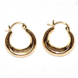 Boucles D/'oreilles Pendantes Double Anneau ovale Plaqué Or 18Carats Bijoux Femme