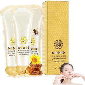 MASQUE VISAGE - PATCH Masque de miel,Masque de déchirure du miel Contrôle de l'huile Dissolvant Masquez les pores propres à la peau morte, (3 PCS)