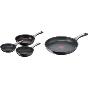 Lot de 3 poêles induction 20 24 28 cm antiadhésif ultra résistant queue  acier et bois fabriquées en France avec spatule OFFERTE - Tom Press