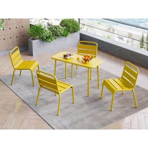 Ensemble table et chaise de jardin Ensemble table et chaise de jardin pour enfants en métal - POPAYAN de MYLIA - Jaune moutarde - Empilable
