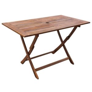 TABLE DE JARDIN  Table de jardin pliable en bois d'acacia massif - VIDAXL - 120x70x75 cm - Multicolor - Contemporain