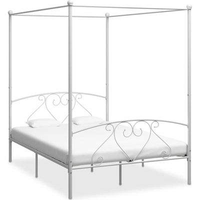 Cadre De Lit à Baldaquin En Acier Inoxydable - Support Pour Moustiquaire, Ciels De Lit Ou Voilages - Installation Facile 4 Pieds - 5