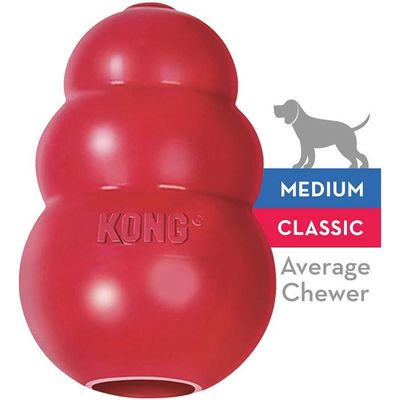 Jouet pour chien KONG Classic Medium : Caoutchouc rouge