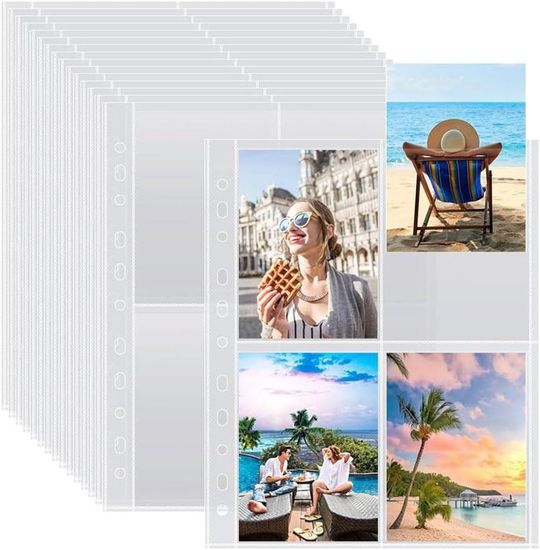 100 Pack 800 Protège Page Photo A4,Pochette Pochette Pour Carte Postale A4,Pochettes
