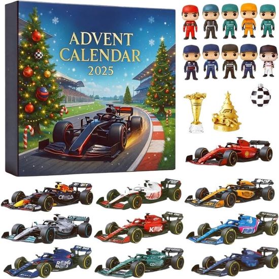 Calendrier De L'Avent Course Auto 2025 - 24 Surprises Miniatures Pour Sapin, Cadeau De Noël Pour Enfants Et Fans De Sport Auto