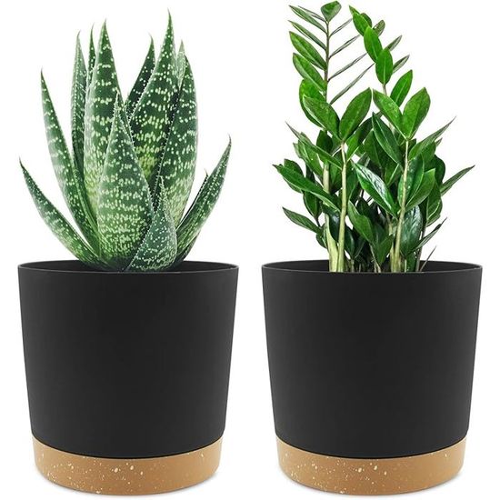 6.5& Plant Pots Set of 2 Indoor Plant Pots with Drainage Holes and ...
