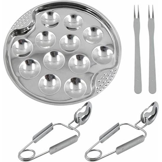 LOT de 8 / Fourchette inox à Escargot Coquille St Jaques Pic Olive Guy