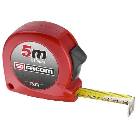 Facom SC.893.519 Mesure courte à ruban 5m x 19mm, Rouge