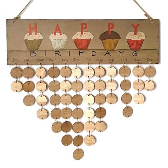 Calendrier Anniversaire En Bois Pour La Decoration De La Fete A La Maison 1 Plaque 1 Corde 50 Tranches De Bois Rondes Cdiscount Jeux Jouets