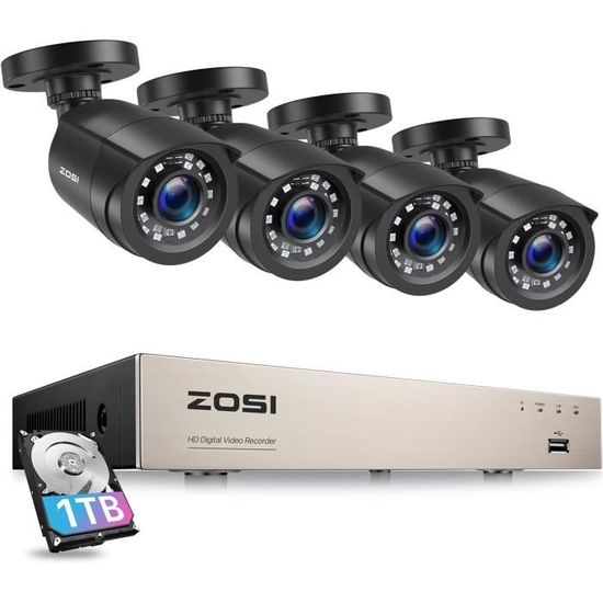 Kit Caméra Surveillance Loocam – 4 Caméras + DVR 8CH – Détection IA Humain/véhicule – SSD 500 Go - 12