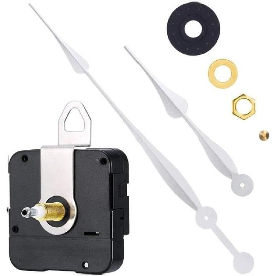 Mouvement D'horloge Murale Silencieux à Quartz - Aiguilles Noires - Tige 20mm - Pour Cadran 30-35cm - Pile AA Non Incluse - 3
