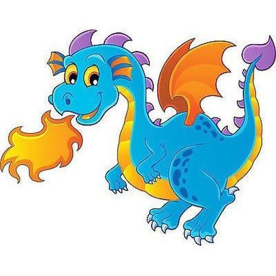 Stickers muraux enfant dragon feu réf 3636