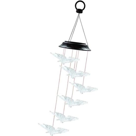 Décoration Murale Solaire Papillon Noir 34x25 Cm - 31 LED Blanc Chaud, Allumage Automatique, Pour Jardin Et Terrasse - 9
