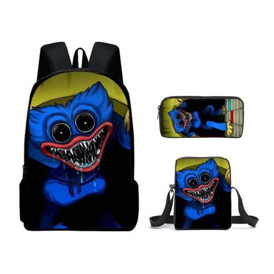 Cosplay huggy wuggy sacos poppy playtime jogo mochila de três peças  conjunto ombro + mochila caneta saco 3 em 1 conjuntos B - Cdiscount  Bagagerie - Maroquinerie