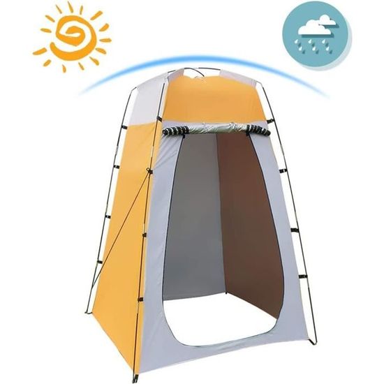 Portable Tente de Douche Camping, Étanche Cabine de Changement Extérieur Tentes de Toilette Abri de Plein Air, 120x120x180cm,Jaune