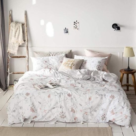 Housse De Couette 200x200cm Coquelicot 100% Coton - Ensemble Literie Jardin Botanique