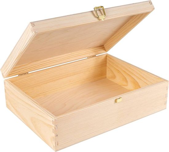 Boîte en bois 24 x 12 cm - 10 rangements - Boite en bois à décorer - Creavea