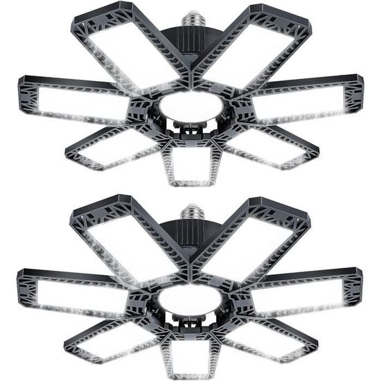 Plafonnier LED Garage Déformable - 60W Ultra Puissant, Réglable à 360° - Pour Atelier, Entrepôt, Sous-sol