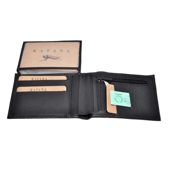 Portefeuille Katana Homme – Cuir Gras, 3 Volets, 12x9cm, Plusieurs Couleurs