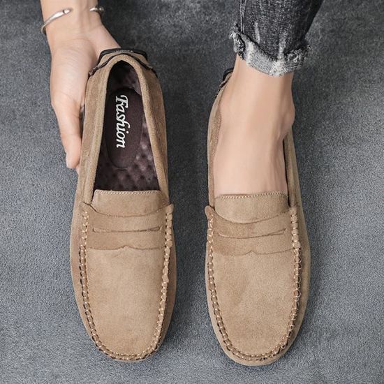 Mocassin Homme En Cuir – Chaussure De Conduite Décontractée, Semelle Antidérapante, Confortable