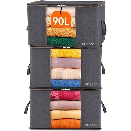 Sac De Rangement En Tissu Pour Vêtements - Revivoer Lot De 5 Capacité 90L, Des De Rangement Épais Et Résistants, Parfait Pour Rangement Vetement Dressing Idéal Pour Les Déménagements