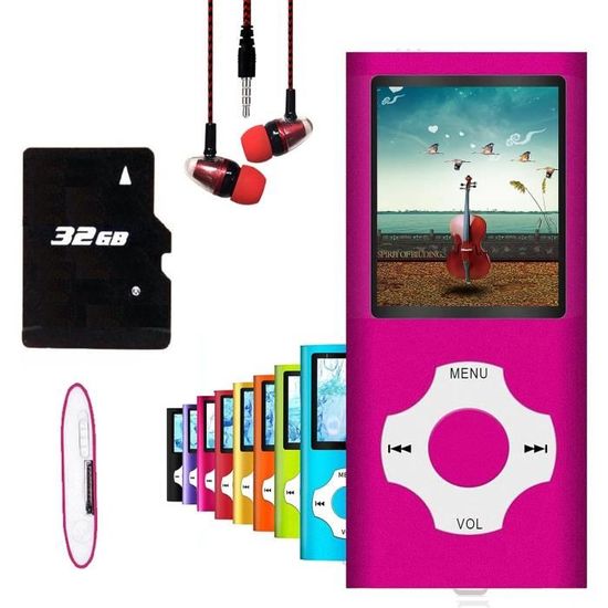 Lecteur MP3 Hotechs Avec écran 1,8” – 32 Go De Mémoire, Radio FM, Enregistreur Vocal – Design Fin En Métal, Batterie Longue Durée