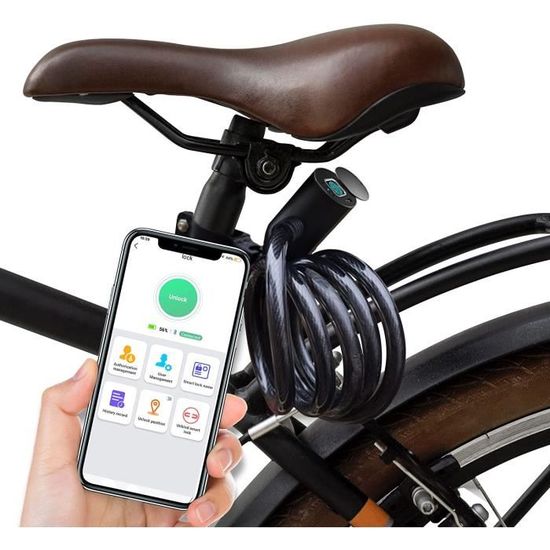 Anweller Antivol de vélo avec empreintes digitales, cable étanche portable  avec support de serrure de vélo, Smart Lock avec 20 e237 - Cdiscount Sport