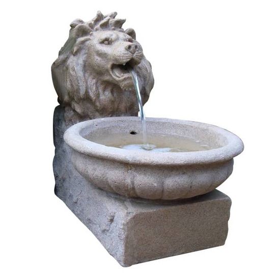 Fontaine de jardin - UBBINK - Acqua Arte Basel 1387068 - Tête de lion effet grès - Polyresine - Beige
