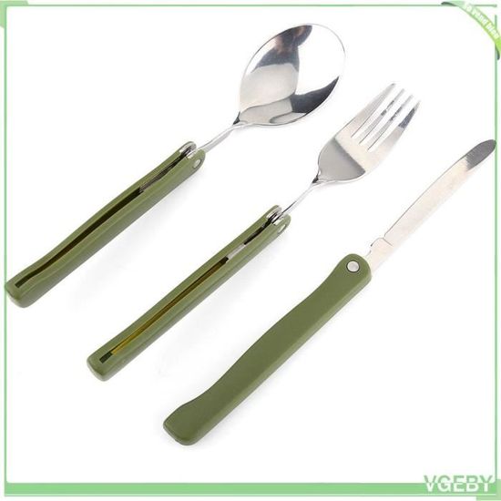 Couverts De Camping Pliants 4 En 1 NHPY - Couteau, Fourchette, Cuillère, Décapsuleur En Inox