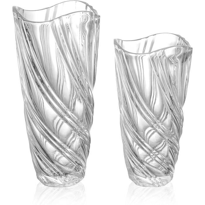 Vase Transparent en Cristal Clair, Grand Vase Moderne Décoratif, Lot de