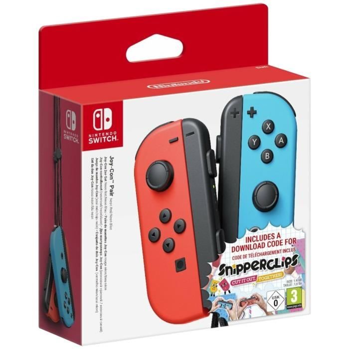 Paire de manettes Joy Con Néon & Néon pour Nintendo Switch + Snipperclips Plus: Les Deux font la Paire Code