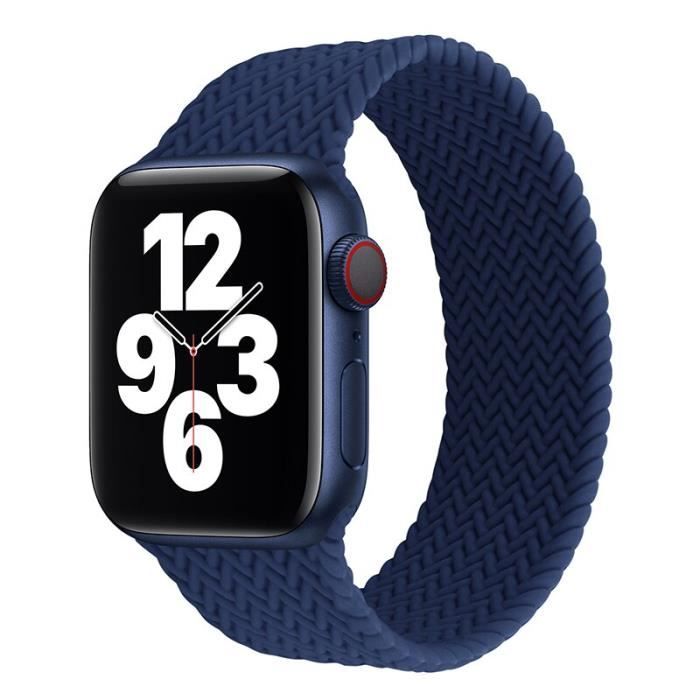 couleur bleu atlantique taille bande de silicone --- S Bracelet en Silicone tressé élastique pour Apple watch