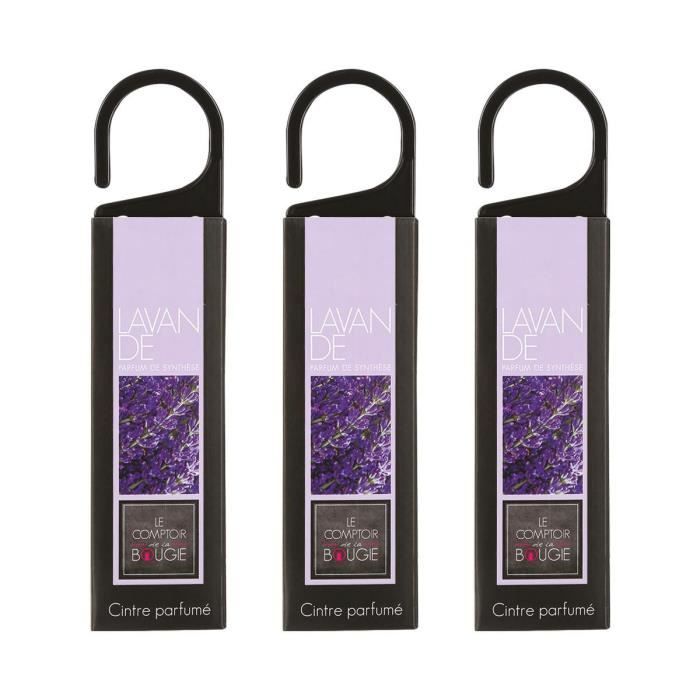 Atmosphera - Lot de 3 cintres désodorisant lavande L, 17 x l, 4 cm Lavande