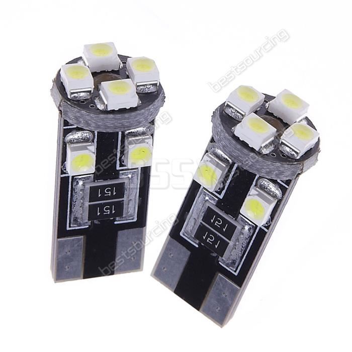 ANGRONG 10x T10 8 SMD LED Voiture Ampoule Luminaire Lampe 194 501 168 W5W Veilleuse ODB CANBUS Anti Erreur Blanc 6000k