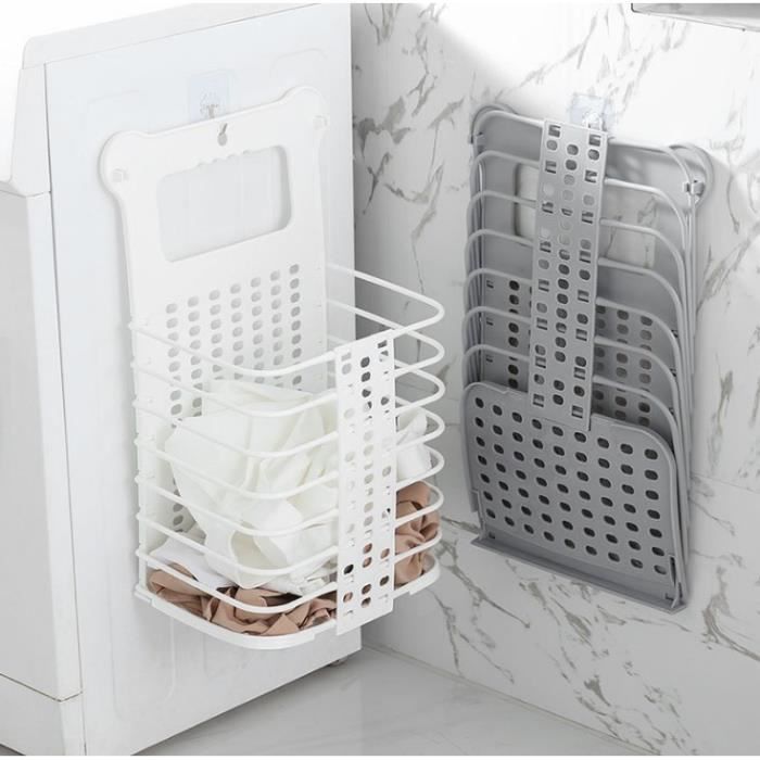 Jetcco panier à linge linge sale panier de rangement pour la maison plancher pliant mural panier pliant petit 33cm blanc