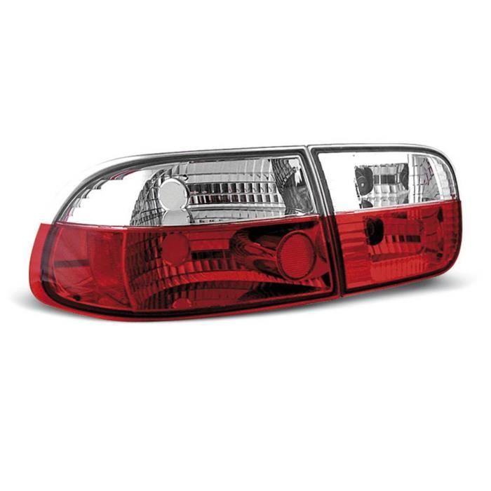 Paire de feux arriere Honda Civic 91-95 rouge blanc