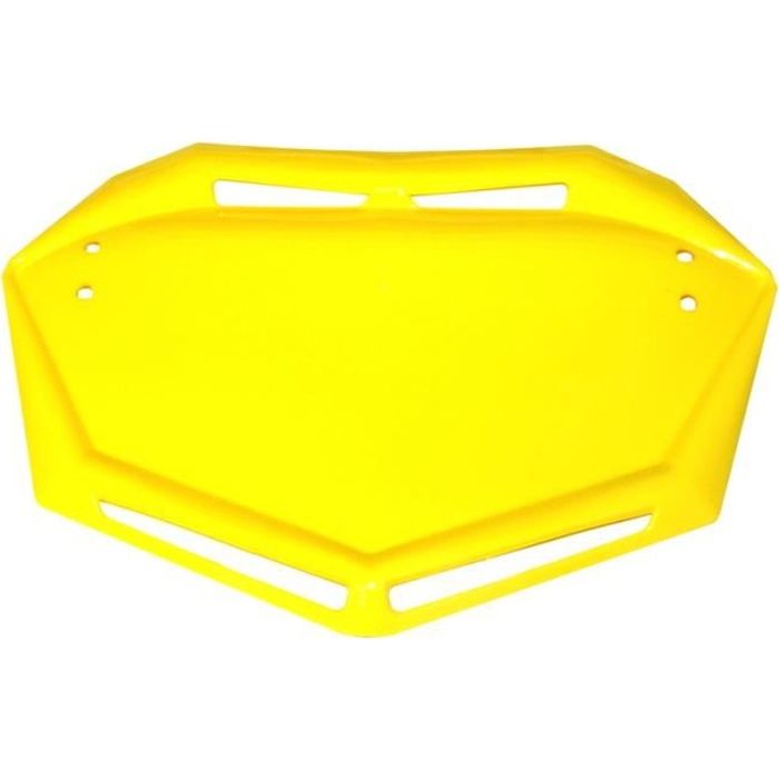 PLAQUE JAUNE SUPPORT VELO BMX TRIAL AERO DESIGN PLASTIQUE COMPETITION VTT MOTOCROSS MX