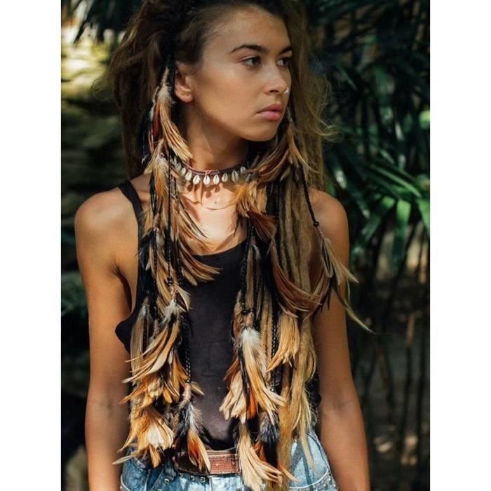 bandeau - serre-tête -Emingo indien plume bandeau cheveux accessoires pour femmes ethnique Hippi...- Modèle: Style 3 - MIZBFSC07563