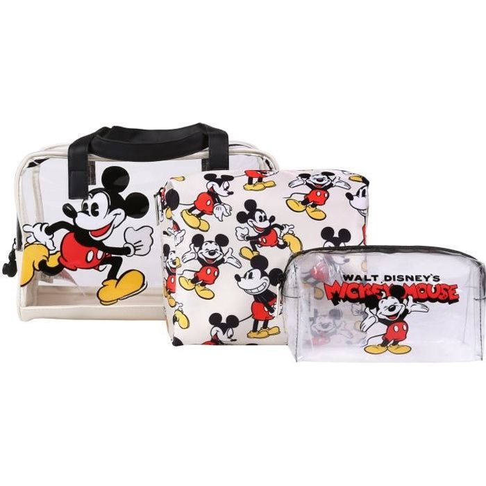 Lot de 3 sacs à cosmétiques de différentes tailles Mickey Mouse