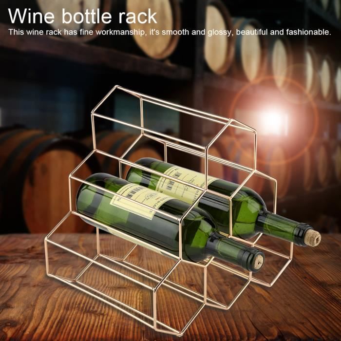 Chantier 6 Bouteilles Étagère à Vin Casier à Vin Casier à Bouteilles vin Porte-bouteille Design Géométrique Simple M en Métal
