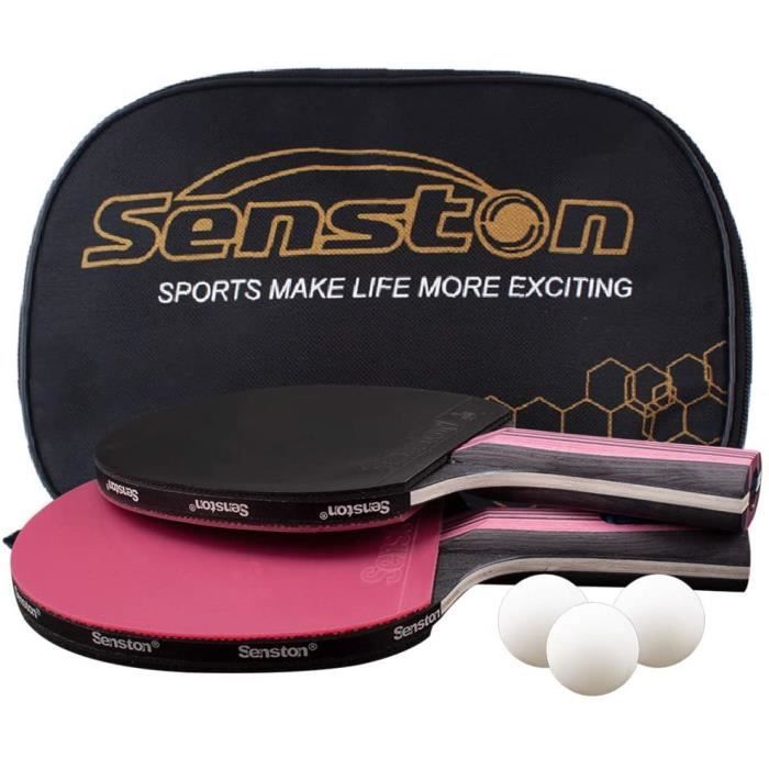 Raquette Ping Pong Set, 3 Balles de Ping-Pong et 2 Professionnel Raquettes de Tennis de Table pour Débutants et Joueurs Avancés Int
