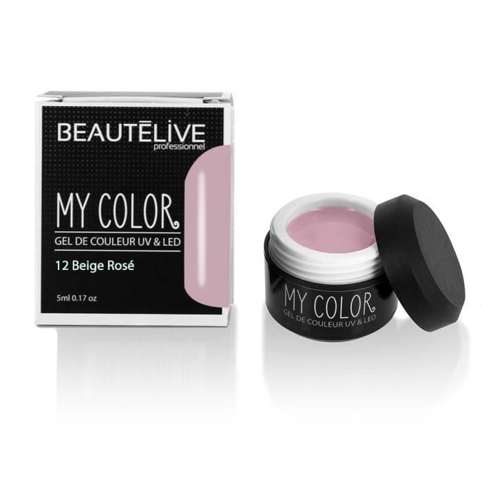 Beautélive Gel de couleur ongles UV et LED 12 - Beige Rosé , Pot 5ml
