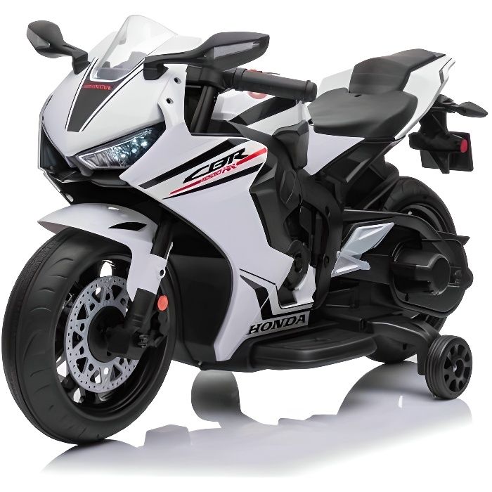 Moto électrique HONDA CBR 1000RR, sous licence, batterie 12V, siège en similicuir, roues en plastique, moteur 30W, feux à LED