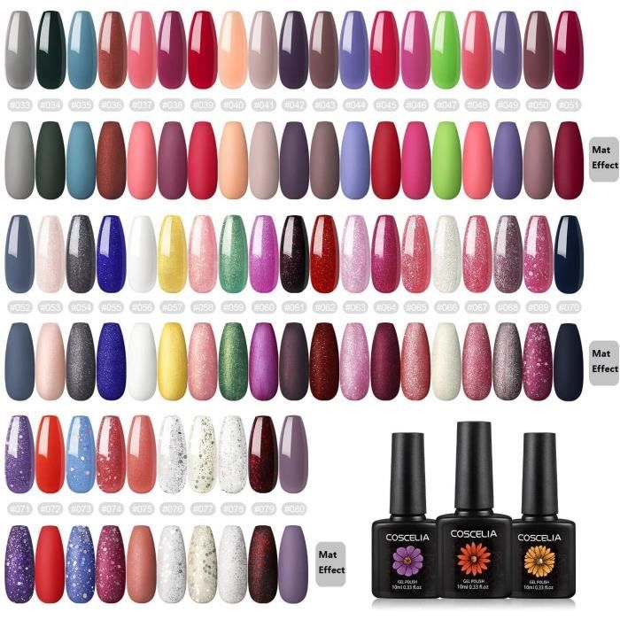Coscelia (Choisir 12 Couleurs)12 Flacons de Vernis à Ongles Couleurs Optionnel Vernis Semi-Permanent Nail Polish Manucure 10 ml