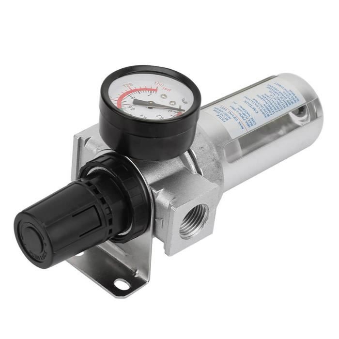 Drfeify Régulateur de pression d'air Régulateur de filtre anti-humidité pour compresseur d'air BSP 1/2' avec connexion de montage