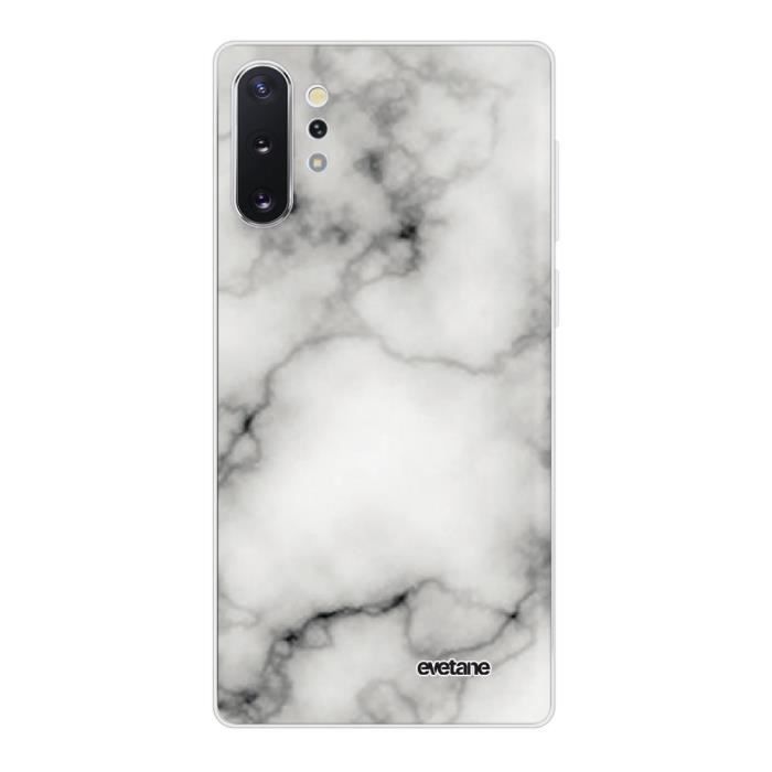 Coque pour Samsung Galaxy Note 10 Plus 360 intégrale transparente Marbre blanc Tendance Evetane.