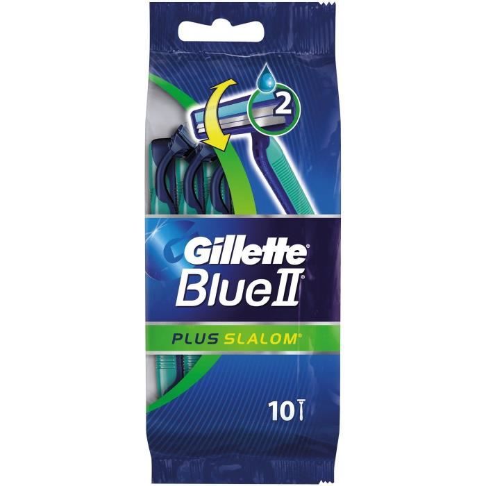 GILLETTE Rasoir jetable Blue 2 Plus Slalom - 10 pièces