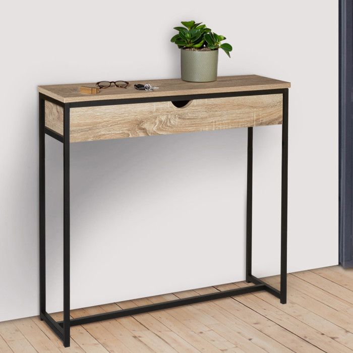 IDMARKET Console 1 tiroir DETROIT design industriel